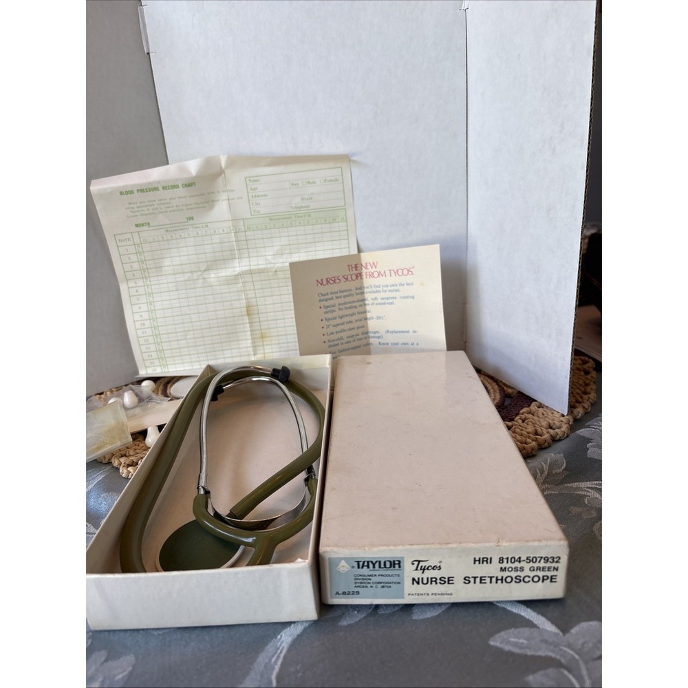 Vtg Green Tycos 80's Nurse Stethoscope NOS Single Head HRI 8104-5079 *missing